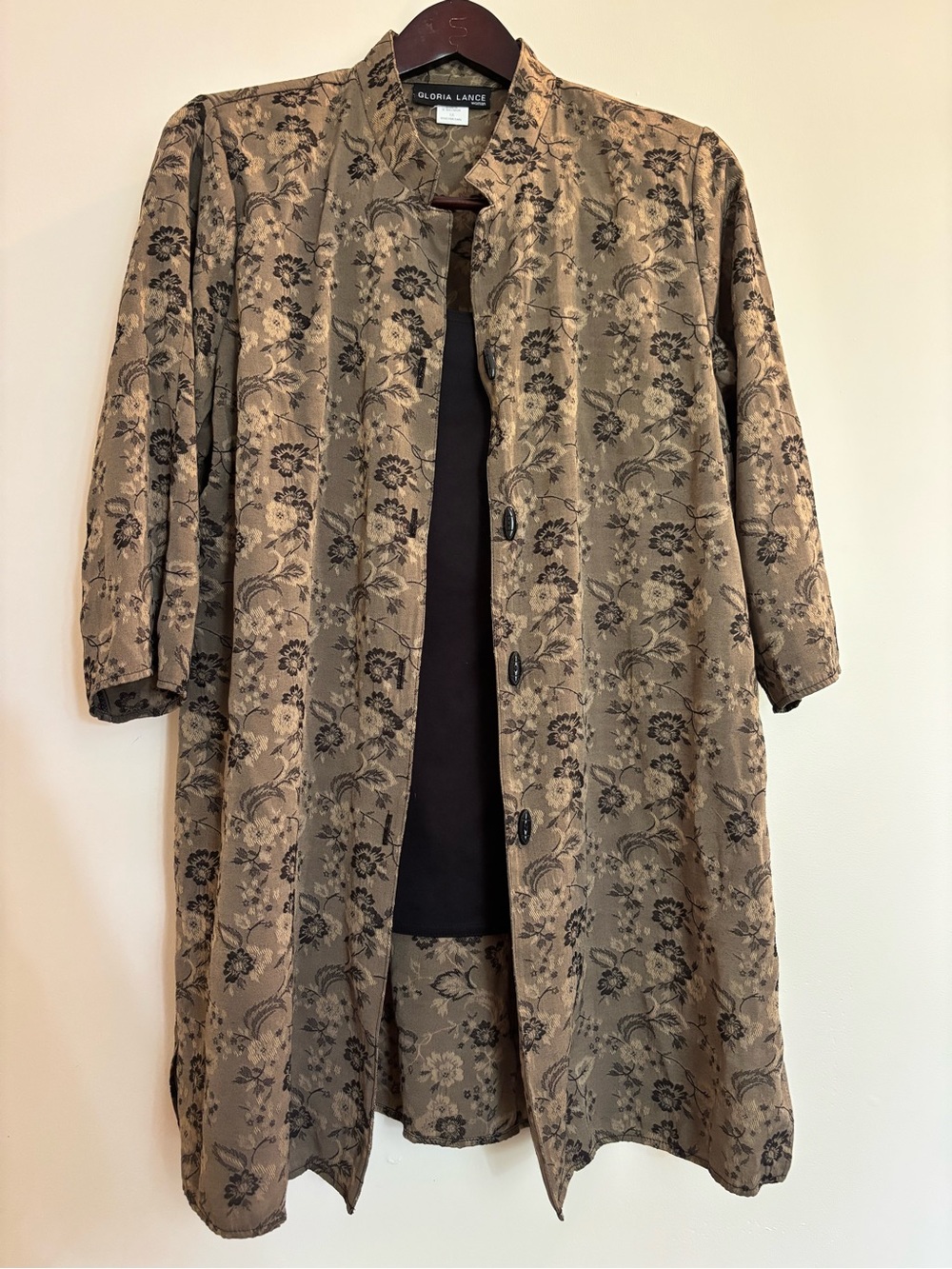 Gloria Lance Taupe Floral Longline Tunic Coat